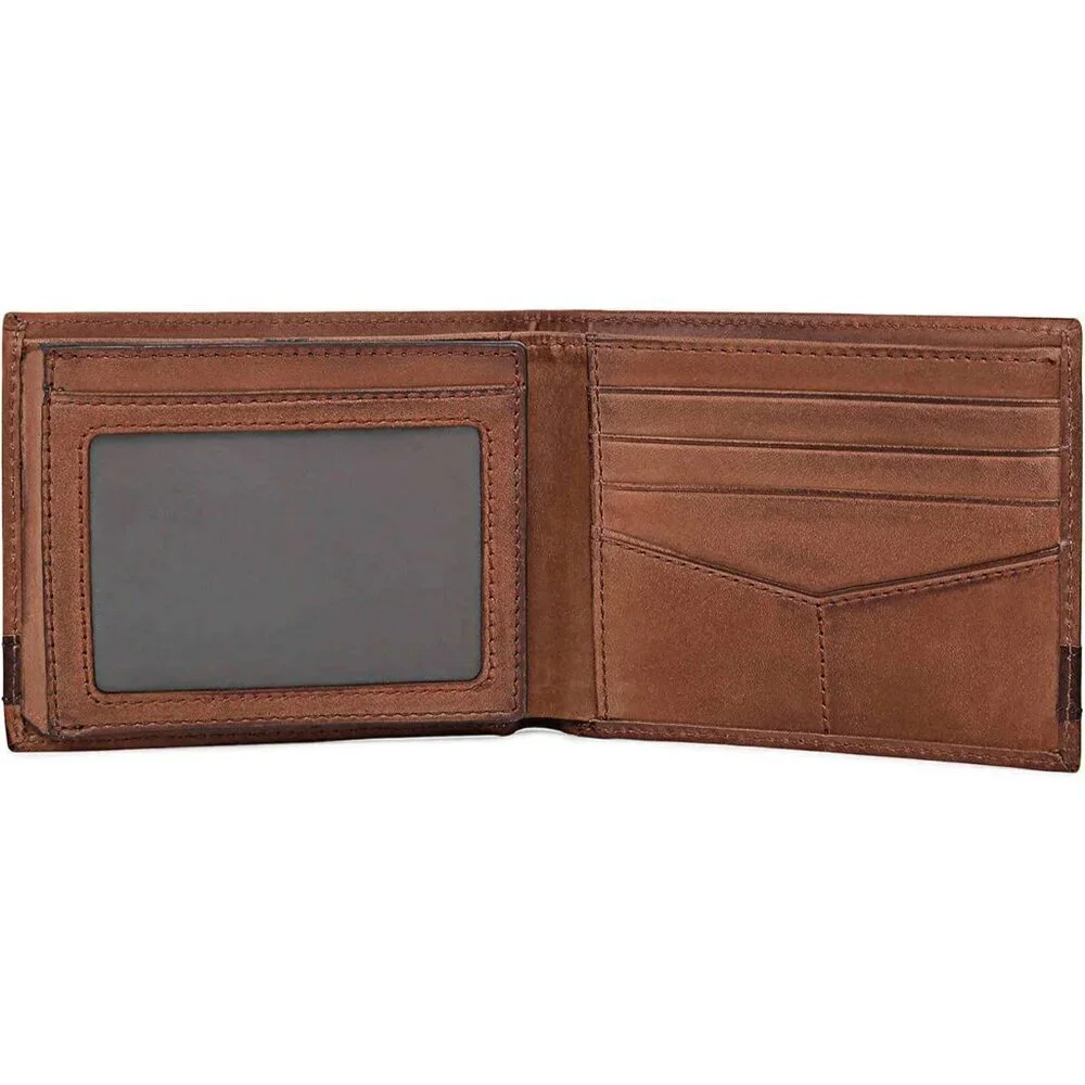 Men Brown Quinn Leather Bifold with Flip ID Wallet (Model: ML3644200)